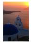 Blue-Domed Church At Sunset, Fira, Santorini Island, Southern Aegean, Greece by Glenn Beanland Limited Edition Print