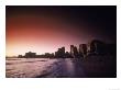 Beach And City Skyline At Sunset, Hi by Doug Mazell Limited Edition Pricing Art Print