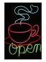 Neon Steaming Coffee Cup And The Word Open by Stephen St. John Limited Edition Print