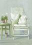 White Wicker Chair With Pillows by Lucciano Simone Limited Edition Print