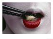 Close View Of A Geisha Eating Tofu With Chopsticks by Chris Johns Limited Edition Print