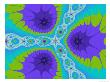 Abstract Purple And Green Fractal Designs On Turquoise Background by Albert Klein Limited Edition Print