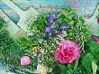 Cut Marjoram, Borage, Golden Thyme, Rock Hyssop, Rosemary, Mint With Paeonia Flower by Linda Burgess Limited Edition Print