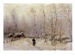 Woman With Child In Winter Landscape (Oil On Canvas) by Frithjof Smith-Hald Limited Edition Pricing Art Print