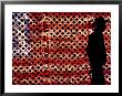 An Man Wearing A Cowboy Hat Walks Past An American Flag Light Display by Brandi Simons Limited Edition Pricing Art Print