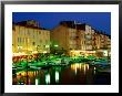 Harbour At Night With Buildings Along Quais Frederic Mistral And Jean Jaures, St. Tropez, France by Barbara Van Zanten Limited Edition Print