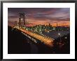 Bridge Lit Up At Night In City by Fogstock Llc Limited Edition Print