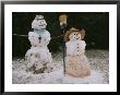 A Pair Of Cheerful Snow-People Dressed With Hats, Scarf, Apron, And Broom by Stephen St. John Limited Edition Print