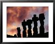 Silhouetted Moai Seen At Dusk by Gordon Gahan Limited Edition Print