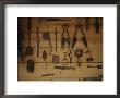 An Assortment Of Hand Tools Hang On A Plank Wall by Raul Touzon Limited Edition Pricing Art Print