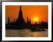 Sunset Over Temple Of Dawn (Wat Arun) On River Mae Nam Chao Phraya, Bangkok, Thailand by John Elk Iii Limited Edition Pricing Art Print