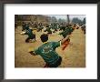 Children Practice Kung Fu In A Field At The Ta Gou Academy by Eightfish Limited Edition Print