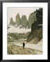 A Hiker With Outstretched Arms Is In Awe Of The Jagged Landscape by Skip Brown Limited Edition Pricing Art Print