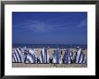 Blue And White Wind Breaker Tents, Aquitania, France by Michele Molinari Limited Edition Pricing Art Print