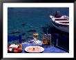 Seaside Table With Salad, Taramosalata, And Glass Of Retsina Wine, Loutro, South Crete, Greece by Steve Outram Limited Edition Print