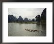 Ducks Swimming In The Li River With Karst Formations In The Background by Luis Marden Limited Edition Print