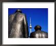 Statues Of Karl Marx, Friedrich Engels With Television Tower In Background, Berlin, Germany by Krzysztof Dydynski Limited Edition Print