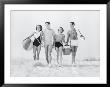 Two Couples Walking On Beach by Ewing Galloway Limited Edition Print