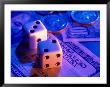 Dice And Money On Blue Background by Jim Mcguire Limited Edition Print