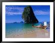 Tourist Boat On Shore Of Phra Nang Beach, Phra Nang Bay, Thailand by John Elk Iii Limited Edition Print