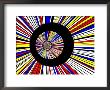 Abstract Fractal Design With Black Circles On Blue, Red, And Yellow Background by Albert Klein Limited Edition Print