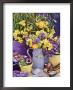 Spring Still Life With Yellow & Blue Jugs Of Narcissus (Daffodil) by Linda Burgess Limited Edition Pricing Art Print