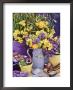 Spring Still Life With Yellow & Blue Jugs Of Narcissus (Daffodil) by Linda Burgess Limited Edition Pricing Art Print