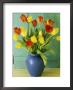 Spring Arrangement, Tulipa In Blue Vase Against Green Door by Lynne Brotchie Limited Edition Print