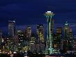 Skyline At Night With Space Needle Tower Seattle, Washington, Usa by Rob Blakers Limited Edition Print
