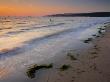 Studland Bay Shore At Dawn, With Old Harry Rocks In The Distance, Studland, Dorset, England, Uk by Adam Burton Limited Edition Print