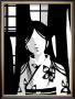 Japanese Kiri-E: Woman With Floral Kimono by Kyo Nakayama Limited Edition Print