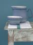 Contemporary Kitchen Detail With Traditional Style Distressed Paint Table And Ceramic Jug And Bowl by Richard Powers Limited Edition Pricing Art Print