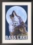 Bass Lake, California - Wolf Howling, C.2009 by Lantern Press Limited Edition Print