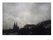 A View Of A Bridge And Spired Building From A Rain-Spattered Window by Raul Touzon Limited Edition Print