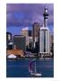 Sailboat With City In Background, Auckland, New Zealand by John Banagan Limited Edition Pricing Art Print