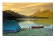 Camping, Bowman Lake, Glacier National Park, Mt by Wiley & Wales Limited Edition Print