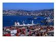 Cargo Ships In City Port, Valparaiso, Chile by Brent Winebrenner Limited Edition Print