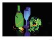 Fluorescent Champagne Bottle, Glasses, And Grapes by Bob Coates Limited Edition Print