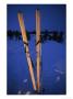 Cross-Country Skis Standing Upright At A Snow Camp At Dusk, Tahoe National Forest, California by Phil Schermeister Limited Edition Print