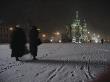 Women Walk Through The Snow To St. Basil's Cathedral In Red Square, Moscow, Russia by Sisse Brimberg Limited Edition Print