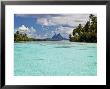 Bora Bora At End Of Channel Between Two Motus In Taha'a Lagoon by Emily Riddell Limited Edition Print