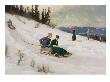 Sledge Riding And Skiing (Oil On Canvas) by Axel Hjalmar Ender Limited Edition Pricing Art Print