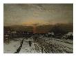 Winter Landscape With Sunset (Oil On Canvas) by Ludwig Munthe Limited Edition Print