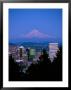 Night View Of Downtown And Mt Hood, Portland, Oregon, Usa by Janis Miglavs Limited Edition Print