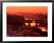 High Angle View Of Arno River And Ponte Vecchio At Sunset, Florence, Italy by John Elk Iii Limited Edition Print