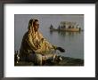 Hindu Woman Meditating Beside The River Ganges, Varanasi (Benares), Uttar Pradesh State, India by John Henry Claude Wilson Limited Edition Print
