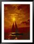 A Passing Sailboat Is Silhouetted Against A Brilliant Orange Sunset Near Bermuda by Todd Gipstein Limited Edition Print