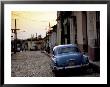 Cobbled Street At Sunset With Old American Car, Trinidad, Sancti Spiritus Province, Cuba by Lee Frost Limited Edition Print