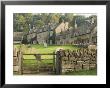 Dry Stone Wall, Gate And Stone Cottages, Snowshill Village, The Cotswolds, Gloucestershire, England by David Hughes Limited Edition Print