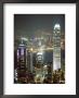 Hong Kong Skyline At Night With The Center On Left, And 2Ifc Building On Right, Hong Kong, China by Amanda Hall Limited Edition Print